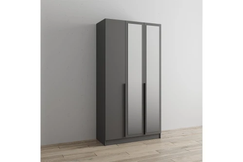 Распашной шкаф с зеркалом Мадрид 1,2, Графит серый