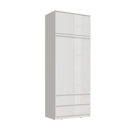 Шкаф двухстворчатый с антресолью Челси, Белый глянец холодный, Белый