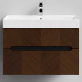 Тумба Элато 85 подвесной, Дуб цвет 11 Vodok с раковиной в комплекте