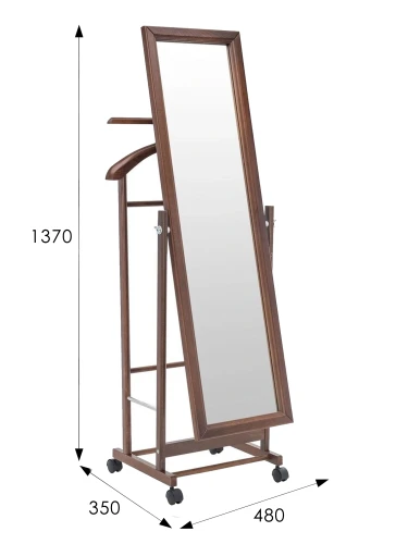 Вешалка костюмная с зеркалом на колесах В 24Н средне-коричневый