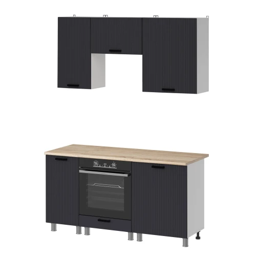 Готовый кухонный гарнитур МК Аленушка 1,6м в.5 Лотос Сталь,скоба антрацит,сонома