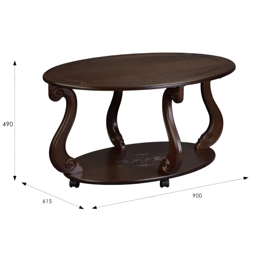 Стол журнальный Овация (М) на колесах темно-коричневый