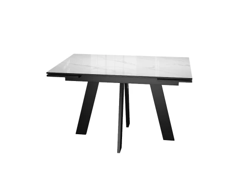 Стол DikLine SKM110 Керамика Carrara Gloss (мрамор глянец белый)/подстолье черное/опоры черные
