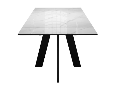 Стол DikLine SKM110 Керамика Carrara Gloss (мрамор глянец белый)/подстолье черное/опоры черные