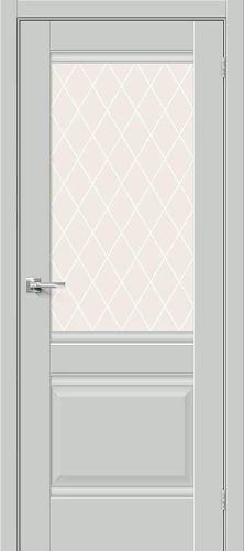 Межкомнатная дверь ПЭТ BRAVO Прима-3 Grey Silk White Сrystal