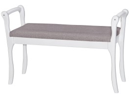 Скамья для прихожей с подлокотниками мягкая, ткань серо-розовый, каркас снег