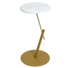 Стол приставной круглый МеталлАрт М015 белый мрамор/золото
