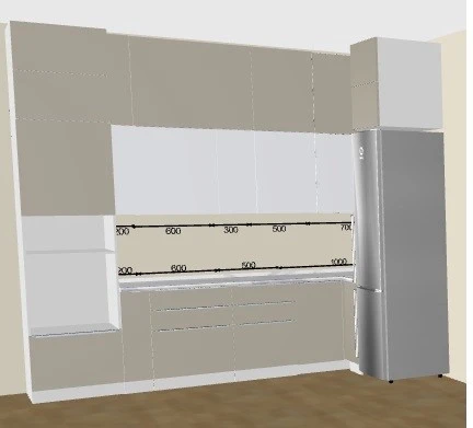 Угловая кухня Фьюжн на заказ 2.9х0.9 м. цвет Silky White/Silky Grey от фабрики Виват