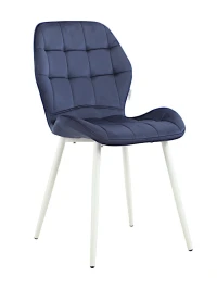 DC829 Стул мягкий, ТЕМНО-СИНИЙ#G62-58 велюр, каркас металл белый КРУГЛЫЙ