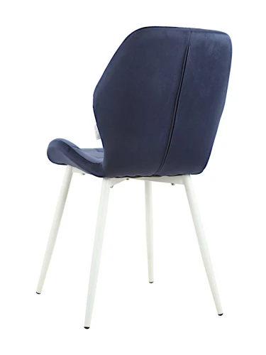 DC829 Стул мягкий, ТЕМНО-СИНИЙ#G62-58 велюр, каркас металл белый КРУГЛЫЙ
