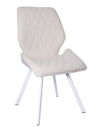 DC230 Стул мягкий, ВАНИЛЬНЫЙ#M420-02 велюр, каркас металл, белый КВАДРАТ
