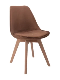GH608/DC608 Стул пластиковый мягкий, КОРИЧНЕВЫЙ#62-75 велюр, каркас бук