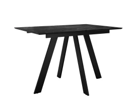 Стол DikLine DKD140, керамика 140(180)х80, мрамор черный матовый, опоры черные (2 уп.)