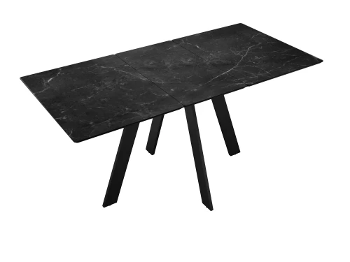 Стол DikLine DKD140, керамика 140(180)х80, мрамор черный матовый, опоры черные (2 уп.)