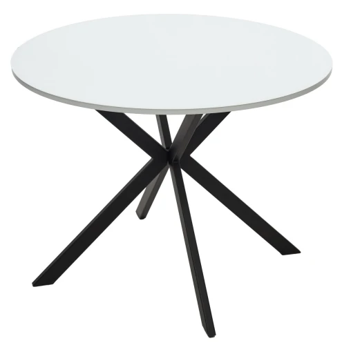 Стол ВЕГА D100 Белый, стекло/ черный каркас М-City