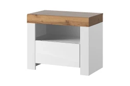 TAURUS, Тумба прикроватная 1SN. Цвет БЕЛЫЙ /ДУБ ВОТАН