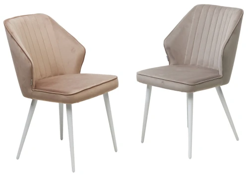 Стул SEATTLE-V БЕЖЕВЫЙ #5, велюр / белый каркас М-City