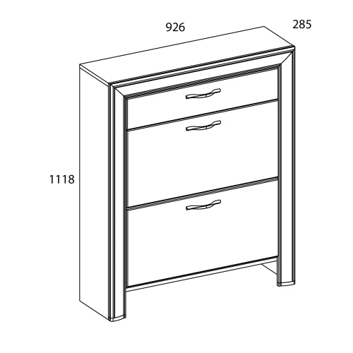 Тумба для обуви 2D1S, OLIVIA, цвет вудлайн крем/дуб анкона
