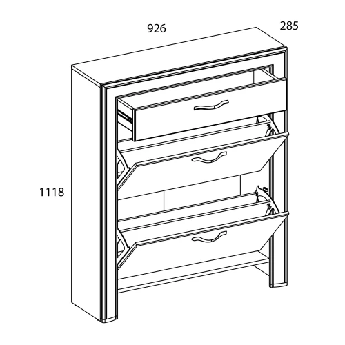 Тумба для обуви 2D1S, OLIVIA, цвет вудлайн крем/дуб анкона