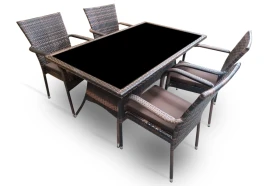 Комплект мебели стол Руардин + 4 кресла Милан из искусственного ротанга Dark Brown