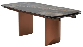 Стол ПУАНТО 200 TITANIUM LAWA NERO, керамика / МЕДЬ каркас М-City