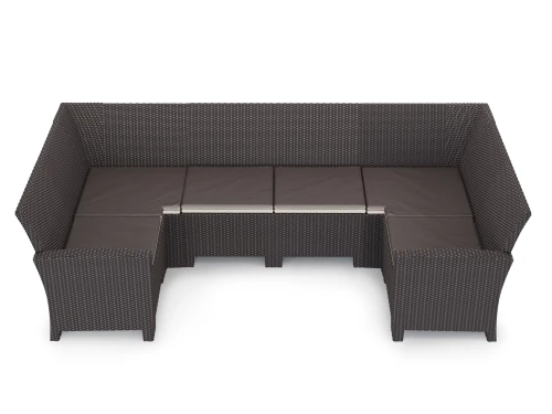 П- образный диван под ротанг Калифорния “California“ 136х264х136 см 6 мест с подушками