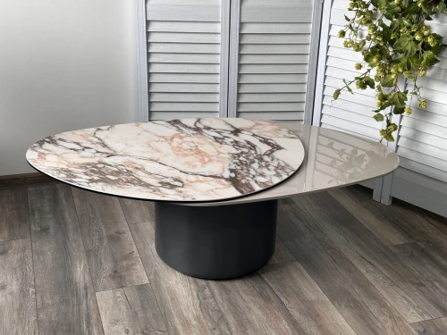 Стол кофейный NIKLAS TL-312 испанская керамика, стекло / МДФ окраш. /темно-серый МДФ каркас ®DISAUR