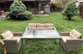 Обеденная группа из искусственного ротанга САНТЬЯГО «SANTIAGO» Greige