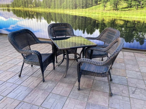 Обеденный комплект из искусственного ротанга 4 кресла Мэдисон + стол Греция