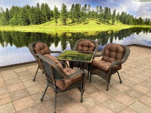 Обеденный комплект из искусственного ротанга 4 кресла Мэдисон + стол Греция