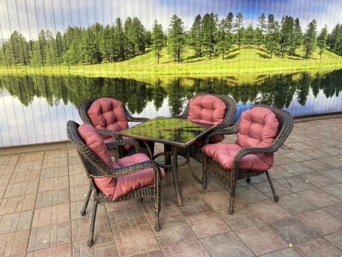 Обеденный комплект из искусственного ротанга 4 кресла Мэдисон + стол Греция