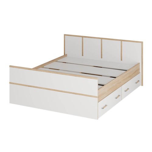 Кровать без основания 1,6 м "Сакура" дуб сонома/белый