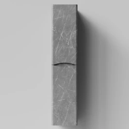 Пенал Адель 30 (2 двери) подвесной, Мрамор Серый софт тач ПВХ 4044-1, левый, бельевая корзина