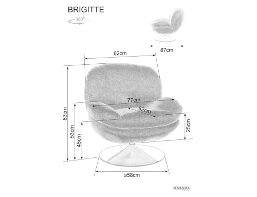 Кресло SIGNAL BRIGITTE Brego 07 серый/хром