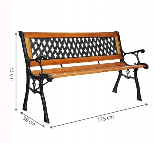 Скамейка уличная Жардин, материал чугун, дерево  -  патина