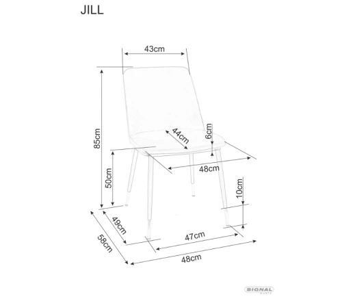 Стул SIGNAL JILL Velvet Bluvel 14 серый/черный/хром