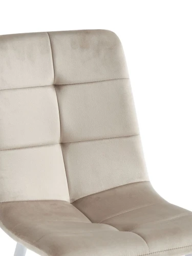 DC208 Стул мягкий, КАКАО#G62-14 велюр, каркас металл белый КРУГЛЫЙ