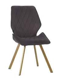 DC230 Стул мягкий, СЕРЫЙ#M420-16 велюр, каркас металл, шампань КВАДРАТ