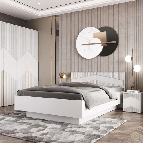 Кровать «Оливия» 160x200 КМК 0971.7, белый/ясень белый текстурный