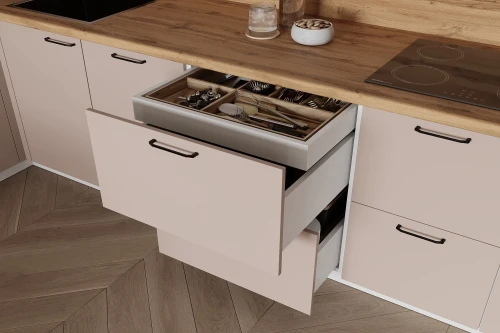 Готовая кухня КГ Угловой 1500х2400 (без пм) Эмаль, Крем  Арника РМ