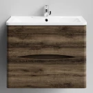 Тумба Адель 70  подвесной, Дуб крымский коричневый ПВХ 131005-9005 Vodok с раковиной в комплекте
