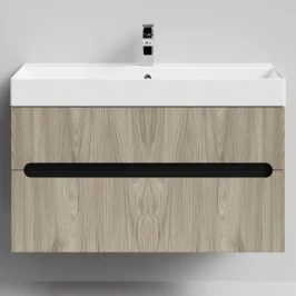 Тумба Бонум, 100 подвесной, Дуб цвет 22 Vodok с раковиной в комплекте