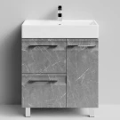 Тумба Мальта 70 напольный, ящики и дверь, Мрамор Серый софт тач ПВХ 4044-1, правый Vodok с раковиной в комплекте Тумба Мальта 70 напольный, ящики и дверь, Мрамор Серый софт тач ПВХ 4044-1, правый Vodok с раковиной в комплекте