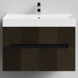 Тумба Элато 85 подвесной, Дуб цвет 14 Vodok с раковиной в комплекте