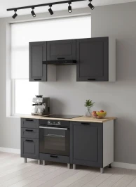 Готовый кухонный гарнитур МК Аленушка 1,6м в.7 Астра Сталь,скоба черный,сонома