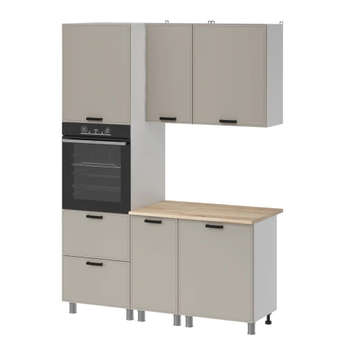 Готовый кухонный гарнитур МК Аленушка 1,6м ПД Магнолия Керамика,скоба черный,сонома