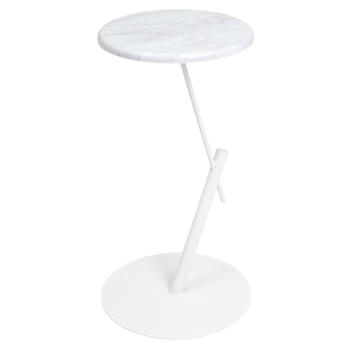 Стол приставной круглый МеталлАрт М015 белый мрамор/белый