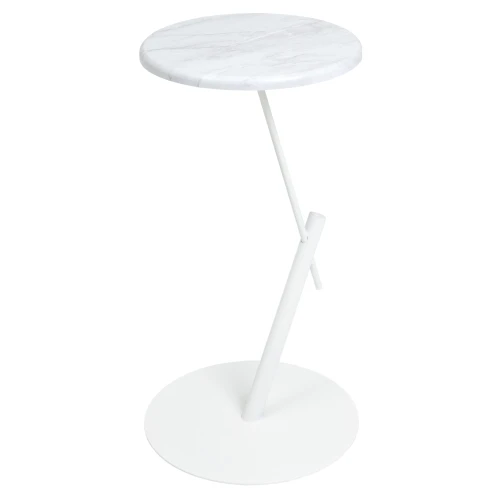 Стол приставной круглый МеталлАрт М015 белый мрамор/белый
