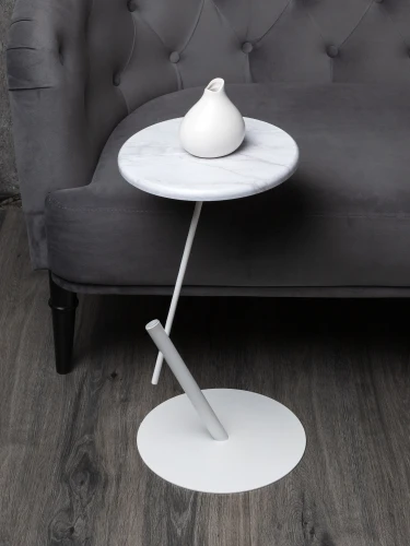 Стол приставной круглый МеталлАрт М015 белый мрамор/белый