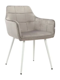 DC833 Стул мягкий с подлокотниками, СЕРЫЙ#G62-38 велюр, каркас металл белый DC833 Стул мягкий с подлокотниками, СЕРЫЙ#G62-38 велюр, каркас металл белый